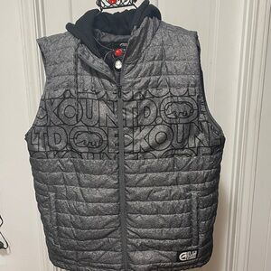 🦏🦏🦏BOGOHO 🦏🦏🦏Echo Gray Quilted Vest with Logo-2XL